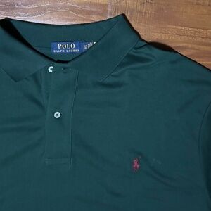 Polo Ralph Lauren XLT Tall Green Polo Shirt Maroon Pony